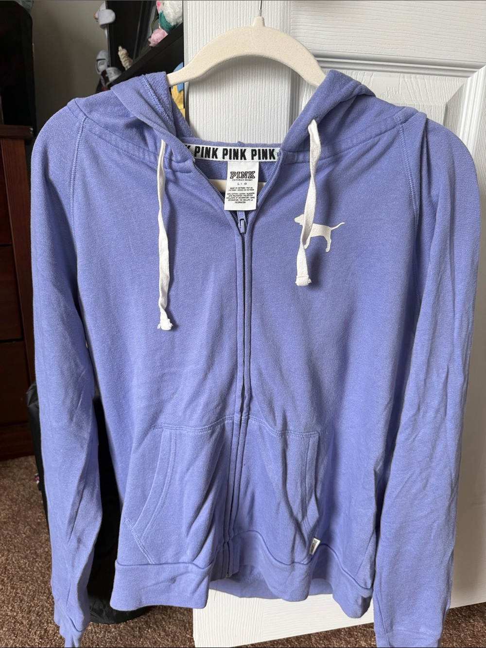 PINK Victoria's Secret Lavender Zip-Up Hoodie with White Logo